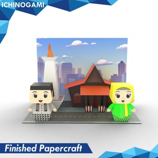 Ichinogami Nusantara Papercraft Kit Diy Jakarta Series Diorama