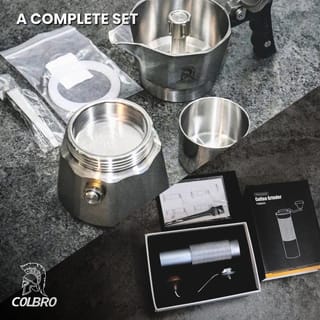 COLBRO MOCHA POT 3 CUP COFFEE ESPRESSO MAKER STAINLESS STEEL SET with ...