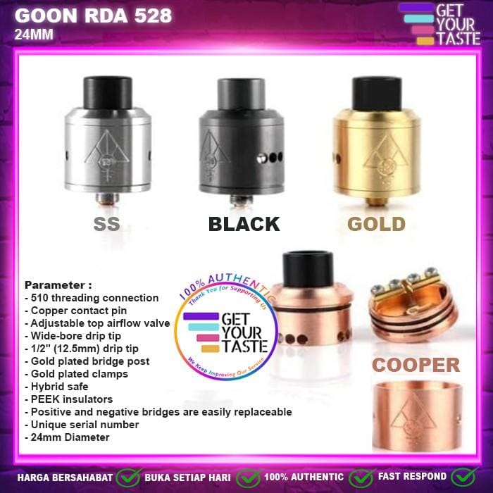 Goon 528 RDA 24MM 100% Authentic - Atomizer Goon RDA | Indo4ward