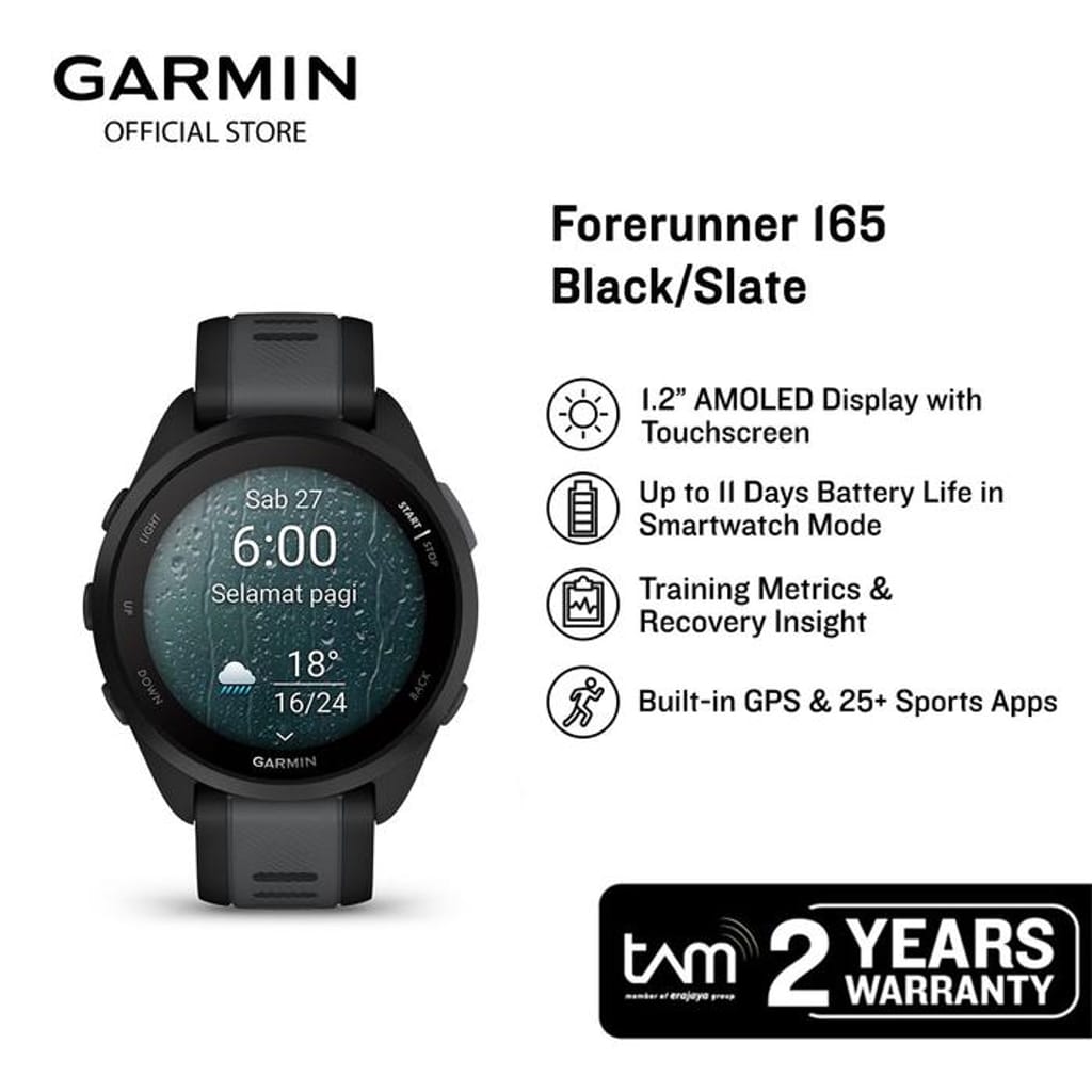 Garmin Forerunner 165 - Black/Slate | Indo4ward
