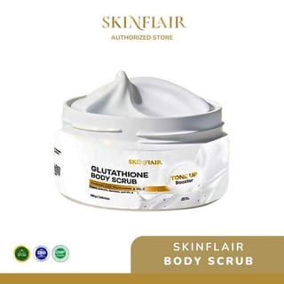 glutathione body scrub tone up booster SKINFLAIR 250gr with Silky Extract Vitamin A & E25% for Maximum Skin Brightening Body Care Vitamin and Supplements