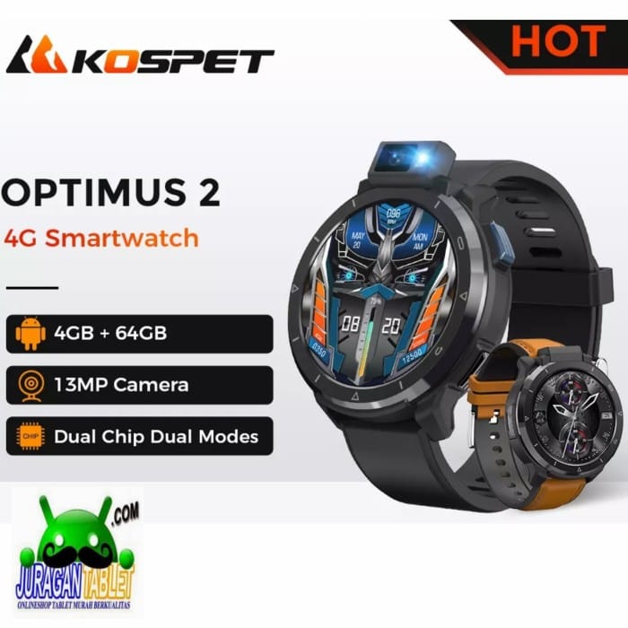 KOSPET OPTIMUS 2 4G LTE 4 64GB Dual Chip Smartwatch Phone Android 10.7 Standart Indo4ward
