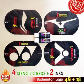 black Logo - Badminton Card Stencil/ Racket Logo/ Racket Print/ Malt ...