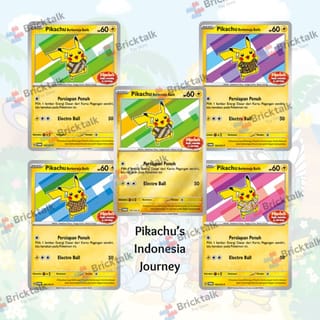 Pokemon Flower Indonesia Pokemon TCG: 4x Pikachu Batik Promo Card Set  (SV-P) - Flower Pattern, Indonesia, New Pokemon TCG Indonesia Cards