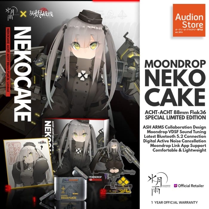 MOONDROP NEKOCAKE SPECIAL LIMITED EDITION ASH ARMS ANC Bluetooth 5.2 |  Indo4ward