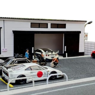 Diorama Garage 1/64 Asphalt - Orange, without lights | Indo4ward